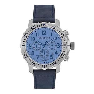 【送料無料】腕時計 ウォッチ ナイクロノペレブルアッズーロメートルorologio uomo nautica nms 01 nai19534g chrono pelle blu azzurro 100mt