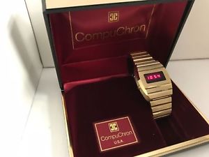 【送料無料】腕時計 ウォッチ クォーツcompuchron quartz lcd led watch gold plated