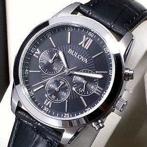 【送料無料】腕時計 ウォッチ アラームクロノグラフreloj crongrafo hombre bulova cuero genuino negro mov miyota js20 nuevo