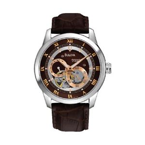 【送料無料】腕時計　ウォッチ　テンポカサorologio solo tempo automatico uomo bulova 96a120 cassa acciaio pelle marrone