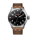 【送料無料】腕時計　ウォッチ　オートパイロットpanzera flieger 47 automatico acciaio pilot nero pelle marrone orologio uomo