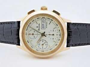 【送料無料】腕時計　ウォッチ　ゴールドクロノグラフbulova cronografo in oro 18 kt gf orologio uomo 39 mm valjoux 7750 revisionato