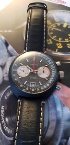 腕時計　ウォッチ　ビンテージパンダクロノグラフnos vintage lanco pvd valjoux 7734 panda chronograph