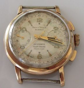 【送料無料】腕時計　ウォッチ　アラームローズゴールドクロノグラフビンテージクロックベルトreloj crongrafo vintage seleccionar reloj de manual de oro rosa 18ct sin correa