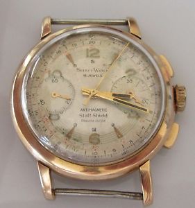 【送料無料】腕時計　ウォッチ　アラームローズゴールドクロノグラフビンテージクロックベルトreloj crongrafo vintage seleccionar reloj de manual de oro rosa 18ct sin correa