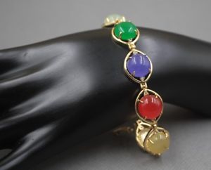 【送料無料】ブレスレット アクセサリ- aollyリンクブレスレット748inchsummer gift colorful heating jade round bead with aolly link bracelet 748 inch