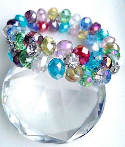 yzuXbg@ANZT?@}`J[JtuXbgstunning multicolour crystals elasticated flower cuff bracelet