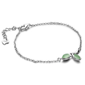 【送料無料】ブレスレット アクセサリ— ソリッドスターリングシルバーグリーンオパールオーバルペンダントチェーンブレスレットsolid 925 ste...