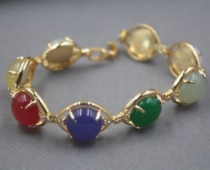 【送料無料】ブレスレット アクセサリ- aollyリンクブレスレット19cml14mm charm 14mm colorful heating jade round pearl with aolly link bracelet 19cm l