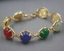 【送料無料】ブレスレット アクセサリ- カラフルヒーターヒスイラウンドビーズリンクブレスレット charm 14mm colorful heating jade round bead with aolly link bracelet 19cm l