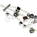 【送料無料】ブレスレット アクセサリ— シルバーブレスレットクリスタルグレーガラスcaroll silver bracelet charms crystal grey and white glass trinket(4)