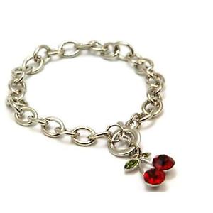 ブレスレット　アクセサリ—　コレクションバーインチブレスレットthe olivia collection silvertone red rhinestones cherries tbar 8 inch bracelet