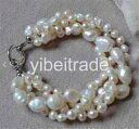 【送料無料】ブレスレット アクセサリ— インチブレスレット8 inches 4 rows 614mm white color freshwater pearl bracelet wedding party bride(4)