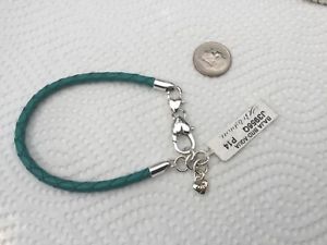 【送料無料】ブレスレット　アクセサリ—　ブライトンシルバーブレスレットbrighton silver and braided green leather bracelet adjustable length