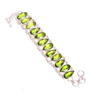 ブレスレット　アクセサリ—　ペリドットハンドメイドブレスレットメンズジュエリーperidot gemstone silver plated handmade bracelet sz 7 mens jewelry b127