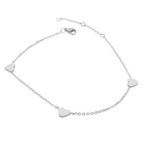 【送料無料】ブレスレット　アクセサリ—　ステンレスブレスレットedforce stainless steel silvertone love heart anklet bracelet, 11