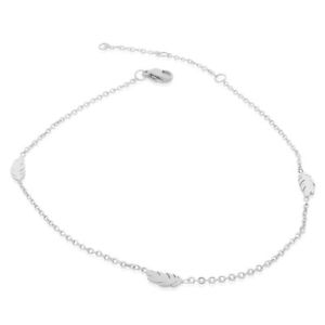 【送料無料】ブレスレット　アクセサリ—　ステンレススチールフェザーブレスレットedforce stainless steel silvertone feather anklet bracelet, 11