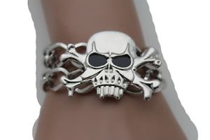 yzuXbg@ANZT?@Vo[^`F[t@bVWG[uXbgXPgwomen men silver metal chain fashion jewelry wrist bracelet skeleton skull charm