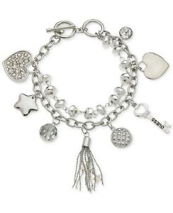 【送料無料】ブレスレット アクセサリ— ブレスレットボックス#ファッションguess silvertone charm toggle bracele...