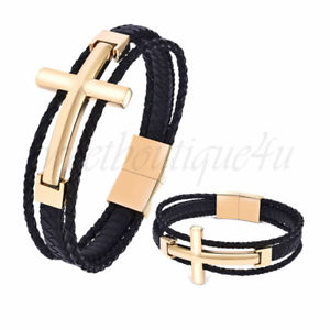 【送料無料】ブレスレット アクセサリ— ゴールドカラーレザーブレスレットステンレススチールcross shape gold color leather bracelet stainless steel mens birthday gfit 225 【送料無料】ブレスレット アクセサリ— ゴールドカラーレザーブレスレットステンレススチールcross shape gold color leather bracelet stainless steel mens birthday gfit 225