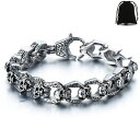 【送料無料】ブレスレット アクセサリ- ステンレスヴィンテージチェーンブレスレットゴシックジュエリーstainless steel vintage silver skull chain bracelet mens gothic biker jewelry