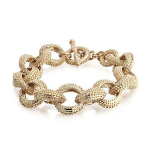 ブレスレット　アクセサリ—　ビーズリンクブレスレットchunky gold plated beaded link toggle bracelet 8in