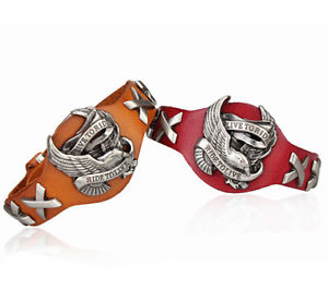 【送料無料】ブレスレット　アクセサリ—　マルチカラーラップブレスレットパンクハーレーpunk harley rider genuine leather wrap bracelet live to ride fashion multicolor