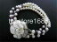 【送料無料】ブレスレット　アクセサリ—　3 ホワイトパールアメジストシェル18kgpブレスレット3 rows white pearl amethyst shell flower 18kgp clasp bracelet