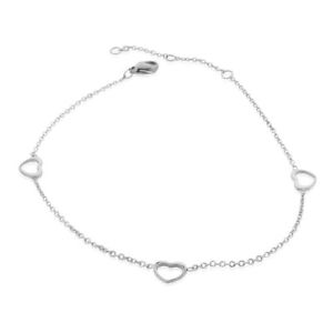 【送料無料】ブレスレット　アクセサリ—　ステンレススチールカットアウトブレスレットedforce stainless steel silvertone cutout love heart anklet bracelet, 11