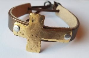 hokushin㤨̵֡ۥ֥쥹åȡ?ϥɥᥤɥ쥶֥쥹åȥեߥhandmade hammered metal cross leather bracelet cuff mintפβǤʤ17,980ߤˤʤޤ