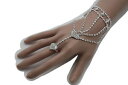 【送料無料】ブレスレット アクセサリ— シルバーブレスレットファッションスレーブリングwomen silver bracelet fashion metal hand chain bling slave ring heart wedding(4)