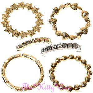 【送料無料】ブレスレット　アクセサリ—　キャットウォークイタリアシックストレッチブレスレットcatwalk italian chic heavy hammered metal statement elasticated stretch bracelet