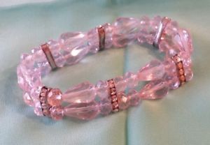 ブレスレット　アクセサリ—　ブレスレットピンクアートガラスストレッチサイズ listingwomens bracelet pink art glass stretch fashion one size