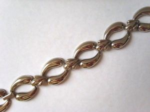 【送料無料】ブレスレット　アクセサリ—　チェーンリンクラージブレスレットシルバーリンクレトロビンテージmidcentury chain link large bracelet chunky silver tone extra link retro vintage