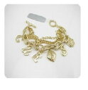 【送料無料】ブレスレット　アクセサリ—　ゴールドトーンロゴブレスレットguess gold tone logo charms bracelet rhinestones