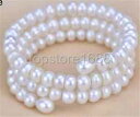 yzuXbg@ANZT?@378mmgenuine 3 row 78mm white freshwater cultured pearl bracelet