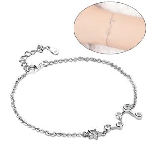 【送料無料】ブレスレット アクセサリ— スターリングシルバーペンダントチェーンブレスレットクリア925 sterling silver biochemistry molecule pendant clear cz chain bracelet women