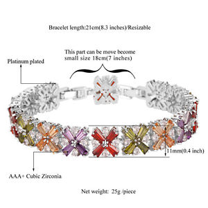 【送料無料】ブレスレット　アクセサリ—　マルチカラースイスジルコンテニスブレスレットゴールドプラチナmulticolor swiss zircon tennis bracelet 18k goldplatinum plated jewelry for her