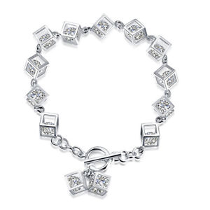 yzuXbg@ANZT?@uXbgVo[WRNAXNGAwoman bracelet hand chain silver square with clear zircon gift de