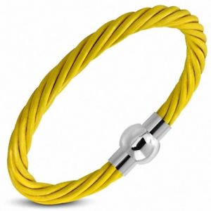 yzuXbg@ANZT?@uXbgNXvleather bracelet plaited yellow magnetic clasp 21 cm