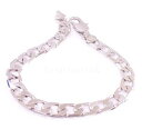 【送料無料】ブレスレット アクセサリ- チェーンリンククラシックブレスレットホワイトゴールドメッキchain link classic bracelet white gold plated 22cm uk