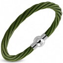 【送料無料】ブレスレット アクセサリ- ブレスレットレザーグリーンbracelet leather braided green magnetic closure 8 516in