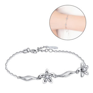 【送料無料】ブレスレット アクセサリ— スターリングシルバーペンダントリンクチェーンブレスレット925 sterling silver sakura cherry blossom cz pendant link chain bracelet womens