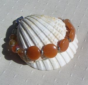 【送料無料】ブレスレット　アクセサリ—　カネクリスタルブレスレットcarnelian amp; peach aventurine crystal gemstone bracelet butterscotch