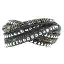 【送料無料】ブレスレット アクセサリ— ラップブレスレットラインストーングレーツイストtwisted wrap slake bracelet 2 laps rhinestone shiny crystals leather grey(4)