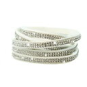 ̵ۥ֥쥹åȡ—֥쥹åȥåץ֥ꥢȥ֥ĥɥۥ磻bracelet slake wrap strass crystal brilliant double tour leather suede white
