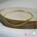 【送料無料】ブレスレット アクセサリ— チェーンcurb chain braceletstainless steelgold plated 21cm 2,4mm(4)