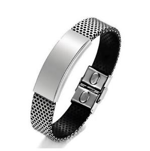 【送料無料】ブレスレット アクセサリ— レザーストラップステンレススチールleather strap and stainless steel man...