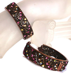 【送料無料】ブレスレット　アクセサリ—　ゴマビンテージアールデコアールヌーボーbronce with goma lu..