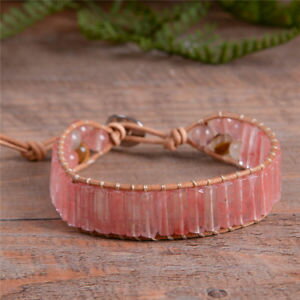 【送料無料】ブレスレット　アクセサリ—　ブレスレットスイカビンテージレザーラップブレスレットwomen boho bracelet watermelon vintage leather wrap bracelet semi precious stone